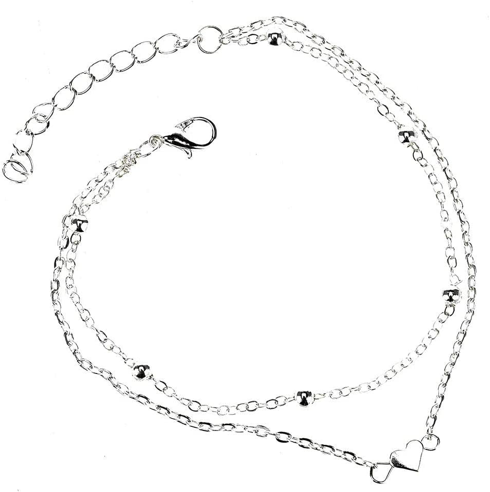 Beach Ankle Bracelets, Love Heart Charm Ankle Bracelet, Adjustable Beach Ankle Stainless Steel Anklet Chain Beach Foot Jewelry Apparel & Accessories > Jewelry > Anklets Generic   