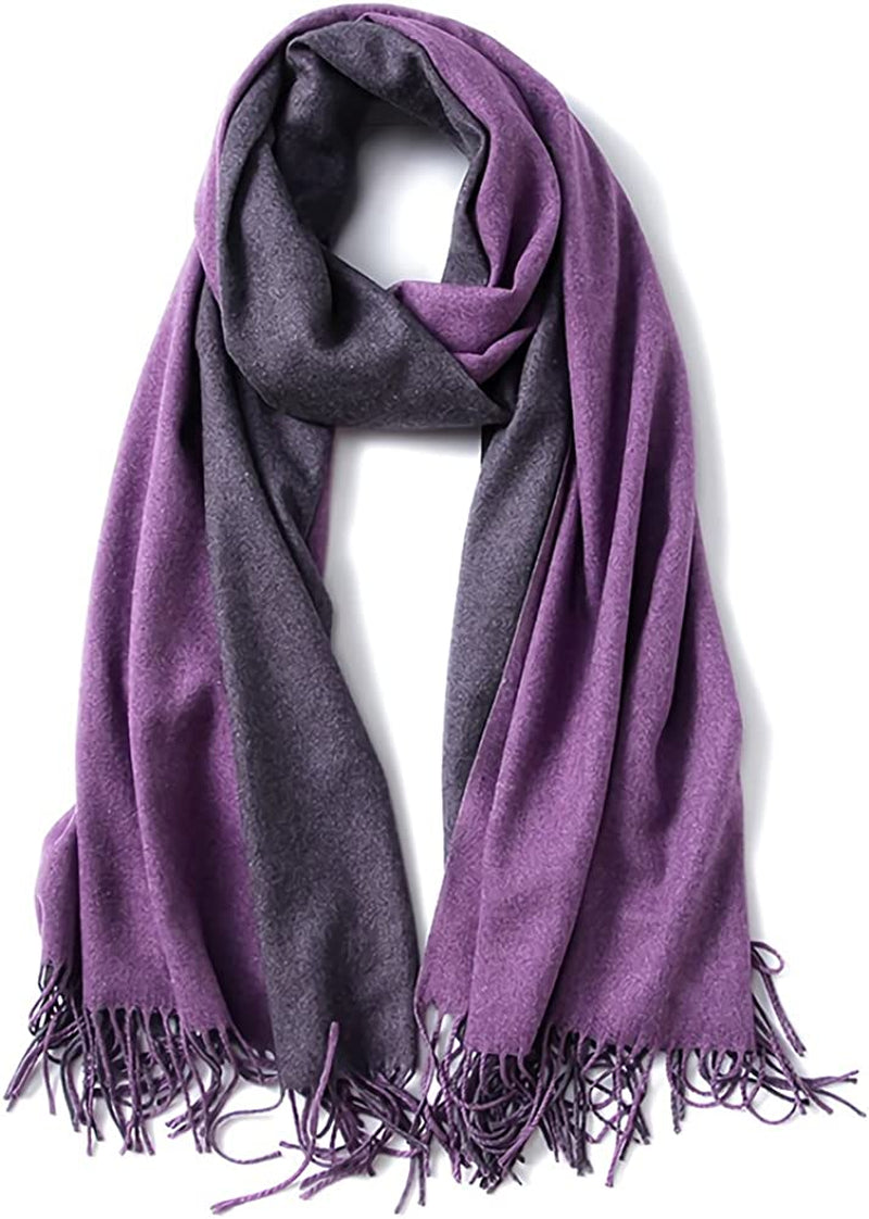 FORTREE Cashmere Feel Scarf - Lightweight Scarfs for Women, Large Soft 2 Tone Shawls and Wraps (10 Colors Available) Apparel & Accessories > Clothing Accessories > Scarves & Shawls FORTREE Dark Purple and Purple  