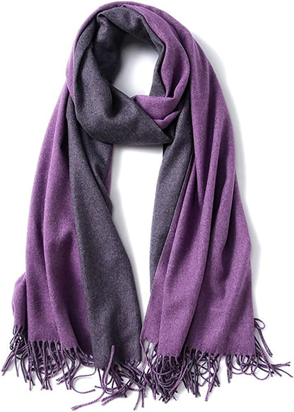 FORTREE Cashmere Feel Scarf - Lightweight Scarfs for Women, Large Soft 2 Tone Shawls and Wraps (10 Colors Available) Apparel & Accessories > Clothing Accessories > Scarves & Shawls FORTREE Dark Purple and Purple  