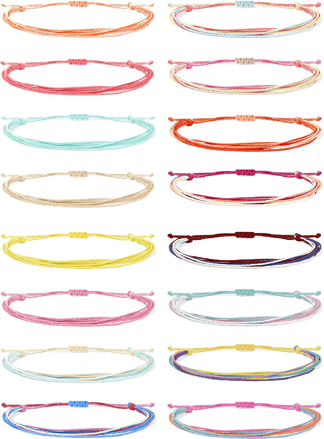 Waterproof String Bracelets for Girls Summer Wave Bracelet Friendship Handmade Wave Bracelet Apparel & Accessories > Jewelry > Bracelets Highven S-16pcs-String Bracelets  