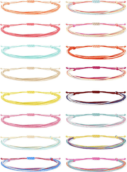 Waterproof String Bracelets for Girls Summer Wave Bracelet Friendship Handmade Wave Bracelet Apparel & Accessories > Jewelry > Bracelets Highven S-16pcs-String Bracelets  