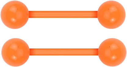 Forbidden Body Jewelry Nipple Rings, Tongue Rings, Nipple Piercing Jewelry, Nipple Jewelry, Flexible Acrylic Barbell Set 14G 16Mm (5/8 Inch) plus Free Bonus Barbell Apparel & Accessories > Jewelry > Body Jewelry Forbidden Body Jewelry Orange  