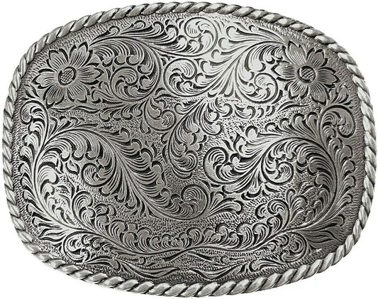 Western Antique Floral Engraved Rope Edge Design Belt Buckle Fits 1-1/2"(38Mm) Wide Belt Apparel & Accessories > Clothing Accessories > Belt Buckles Belts.com Antique  