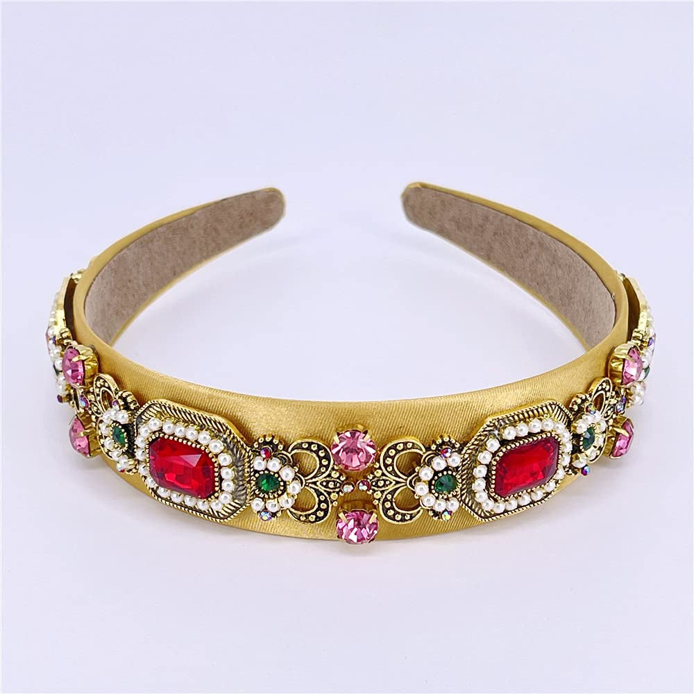 QTMY Designer Headbands Fashion Vintage Pearl Gemstone Hair Accessories Head Band Fashion Headwear Hairbands for Women Apparel & Accessories > Clothing Accessories > Headwear QTMY   