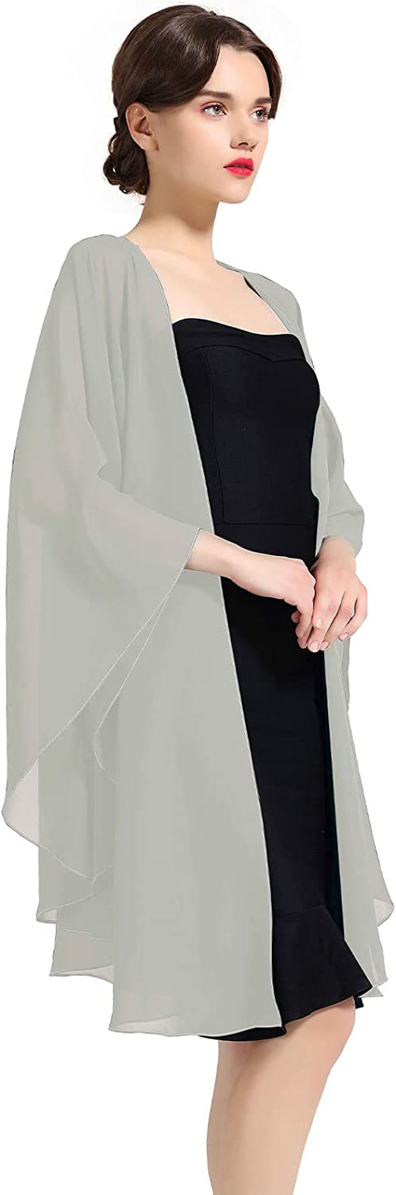 Shawl Wrap Chiffon Scarf for Women Evening Dresses Wedding Stole Black White Blue 25 Colors by BEAUTELICATE Apparel & Accessories > Clothing Accessories > Scarves & Shawls BEAUTELICATE Light Gray  