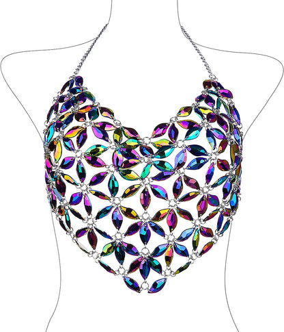 Ccbodily Crystal Body Chain Bra - Womens Fashion Handmade Body Harness Bra Jewelry Accessories for Party Rave Apparel & Accessories > Jewelry > Body Jewelry CCbodily BDC0092  