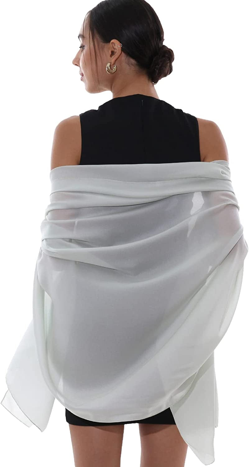 RIIQIICHY Pashmina Shawls Wraps for Women Evening Dresses like Chiffon Silk Scarf for Weddings Apparel & Accessories > Clothing Accessories > Scarves & Shawls RIIQIICHY Greyish-green  