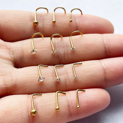 Nose Rings and Studs Set 20G Men Women,L Shape Nose Ring Studs and Screw Nostril Body Piercing Jewelry Set Hypoallergenic Surgical Steel(12Pcs,Size 1.5,2,3Mm) Apparel & Accessories > Jewelry > Body Jewelry Renkovte   
