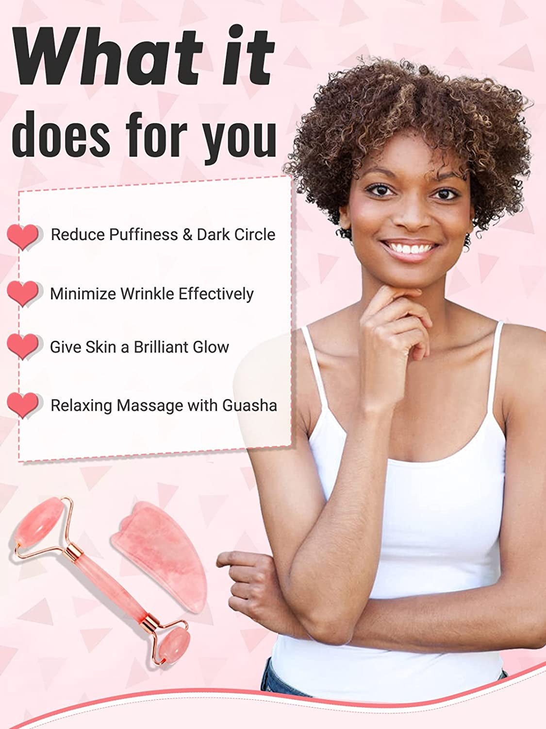 Deciniee Jade Roller and Gua Sha Set - anti Aging Rose Quartz Face Roller Massager & Guasha Tool for Face, Eye, Neck - Natural Beauty Skin Care Tools Body Muscle Relaxing Relieve Wrinkles Health & Beauty > Personal Care > Cosmetics > Cosmetic Tools > Skin Care Tools Deciniee   