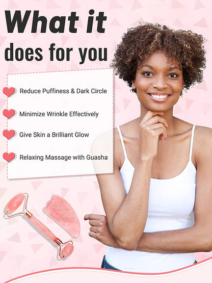 Deciniee Jade Roller and Gua Sha Set - anti Aging Rose Quartz Face Roller Massager & Guasha Tool for Face, Eye, Neck - Natural Beauty Skin Care Tools Body Muscle Relaxing Relieve Wrinkles Health & Beauty > Personal Care > Cosmetics > Cosmetic Tools > Skin Care Tools Deciniee   