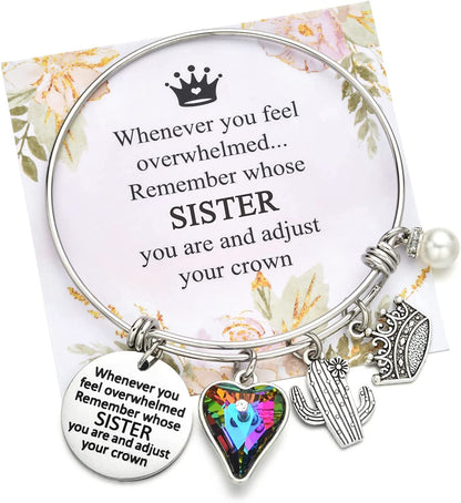 Inspirational Charm Bracelets Gifts for Aunt Mom Godmother Grandma Niece Sister Goddaughter Daughter Granddaughter Best Friend, Birthday Bangle Jewelry Gifts for Women and Teen Girls Apparel & Accessories > Jewelry > Bracelets Miss Pink Sister  