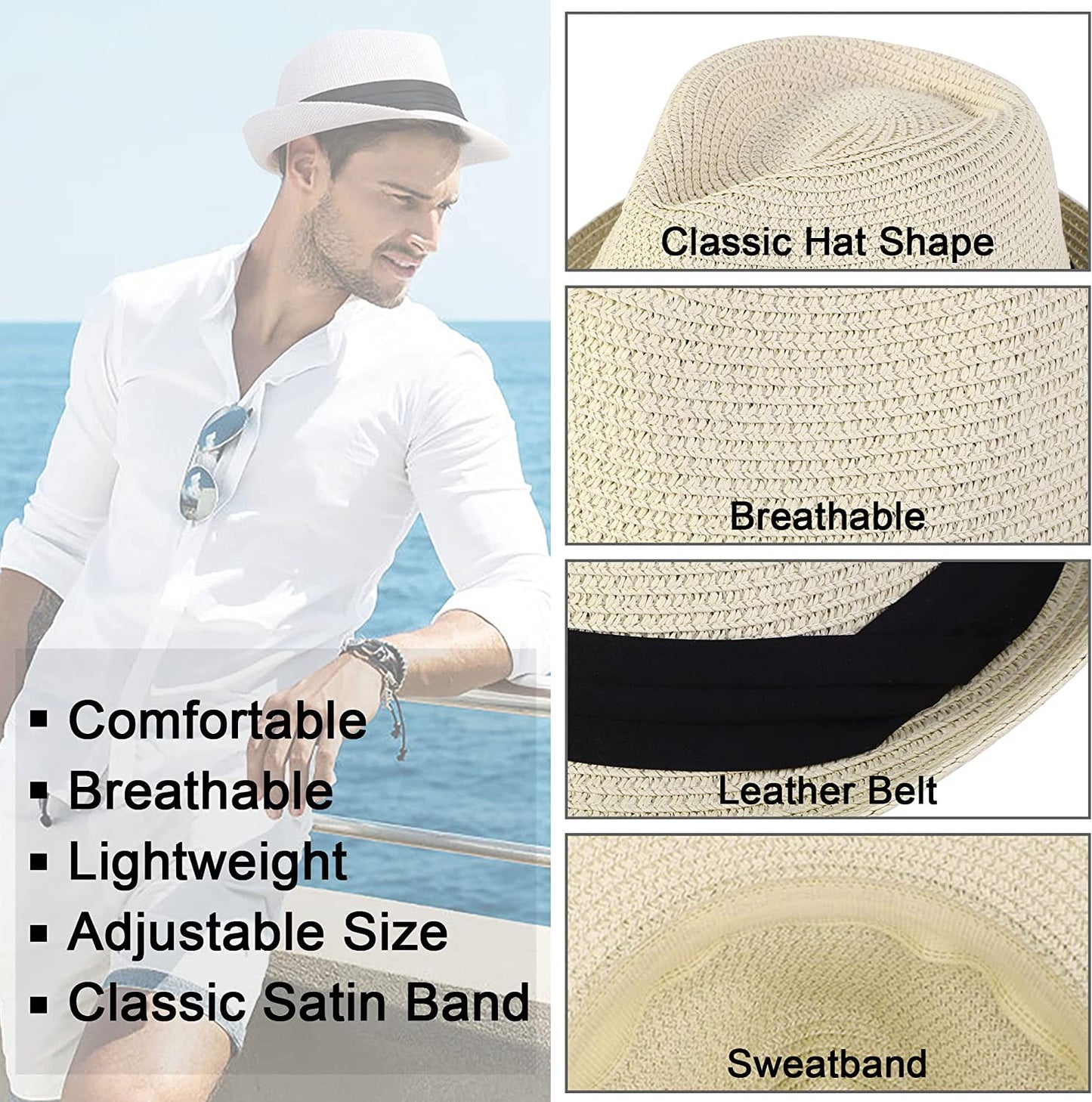Simplicity Fedora for Men Women Unisex Men'S Women'S Classic Manhattan Structured Gangster Trilby Fedora Hat Apparel & Accessories > Clothing Accessories > Hats Simplicity   