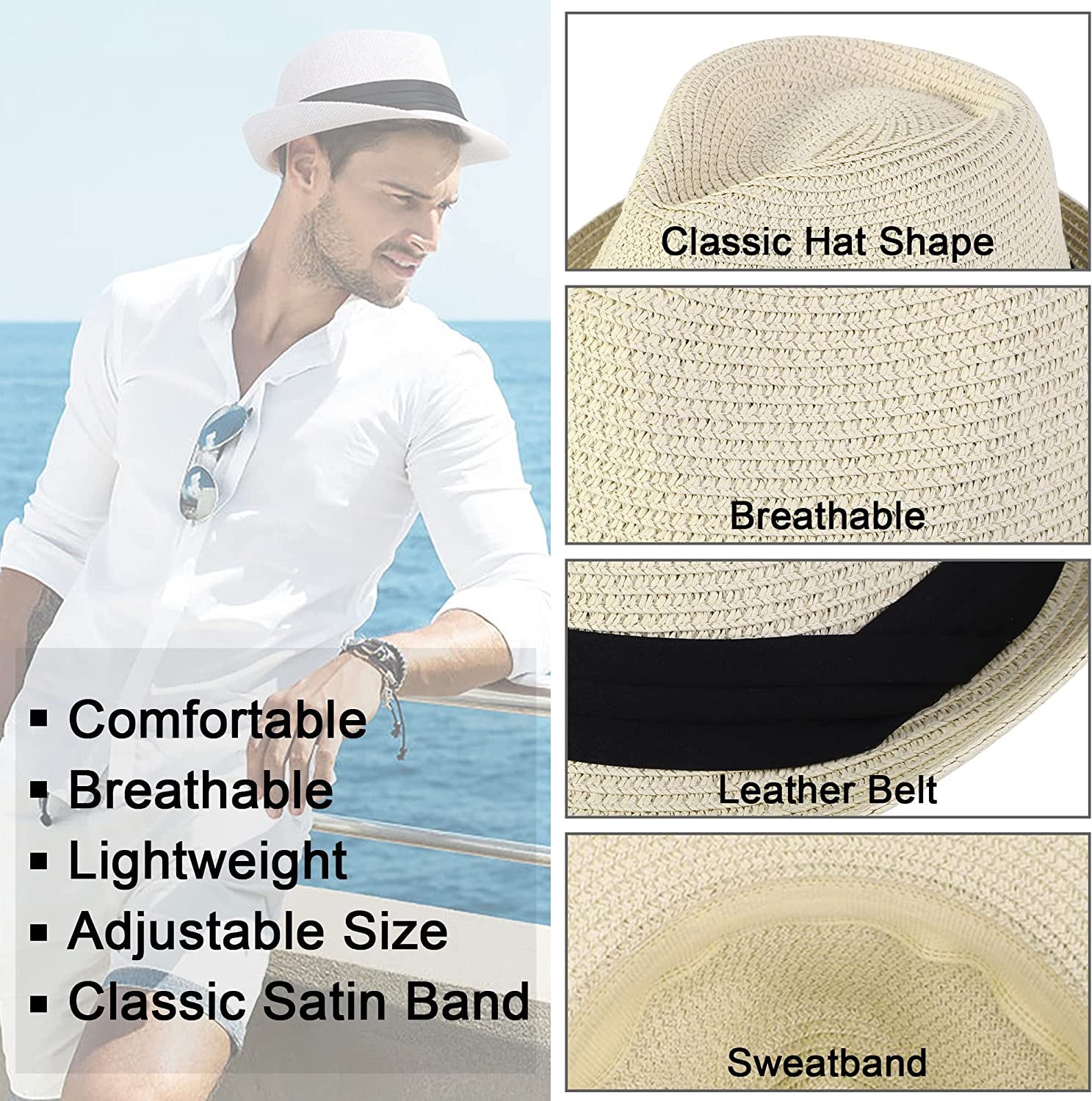 Simplicity Fedora for Men Women Unisex Men'S Women'S Classic Manhattan Structured Gangster Trilby Fedora Hat Apparel & Accessories > Clothing Accessories > Hats Simplicity   