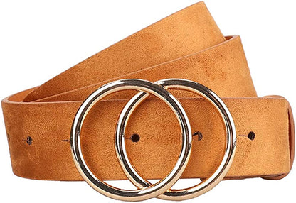 Earnda Women'S Leather Belt Fashion Soft Faux Leather Waist Belts for Jeans Dress Apparel & Accessories > Clothing Accessories > Belts Earnda Camel Medium: fits waist from 31"-34" 