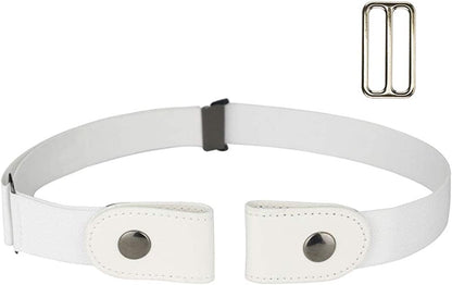 No Buckle Stretch Belt for Women/Men Invisible Elastic Buckle Free Belts Apparel & Accessories > Clothing Accessories > Belts macoking White Waist 24"-48" 