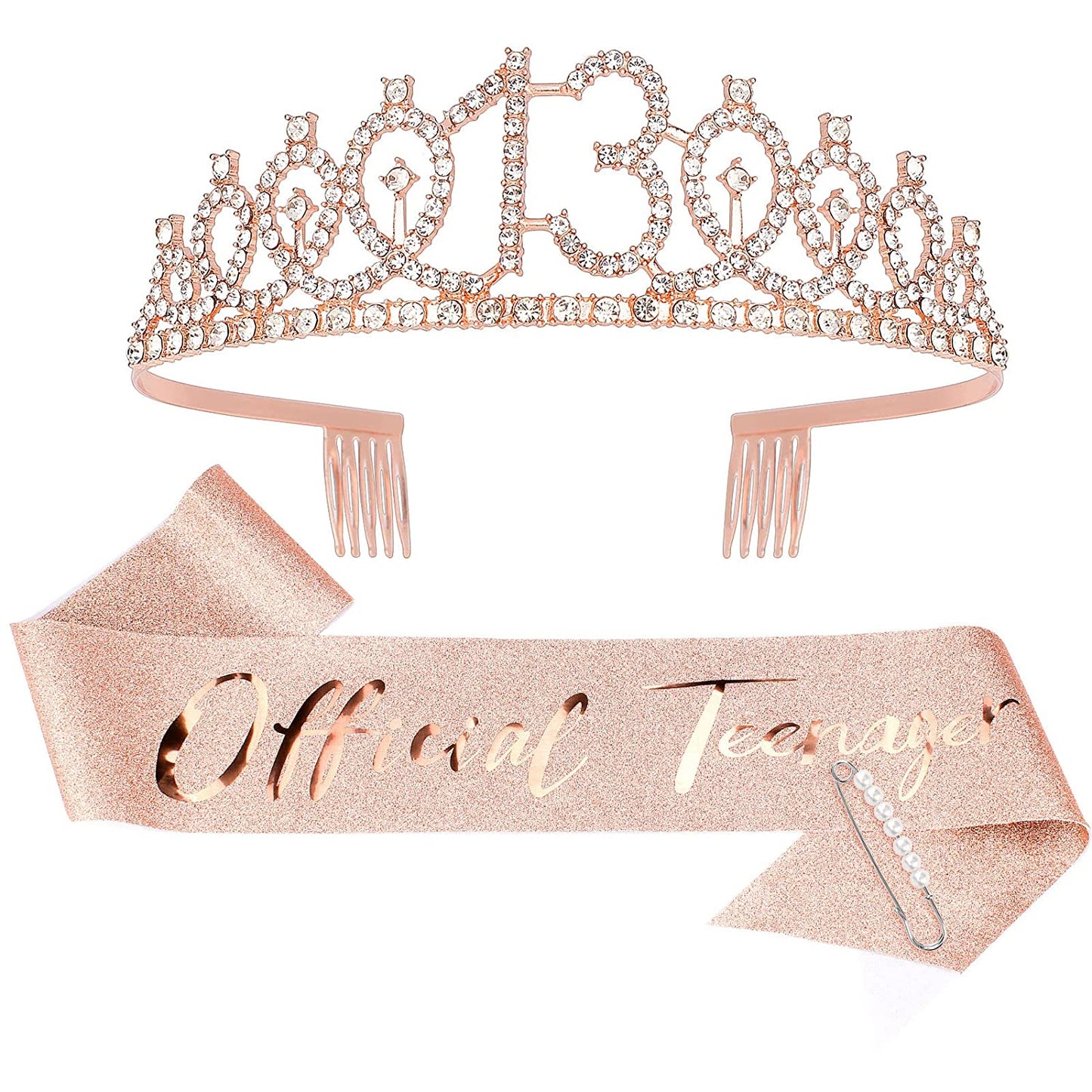 Sweet 16 Birthday Decorations Purple, 16Th Birthday Gifts for Girls, Sweet 16 Crown and Sash, 16Th Birthday Sash, Sweet 16 Sash and Tiara, Birthday Girl, Happy 16Th Birthday Party Supplies Cake Topper Apparel & Accessories > Clothing Accessories > Sashes CIEHER 13th Sash & Tiara Set  