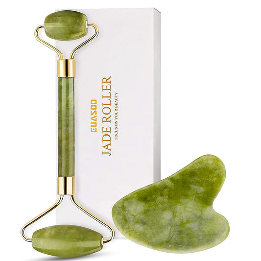 Jade Roller for Face, Jade Roller and Gua Sha Set, EUASOO 100% Real Natural Beauty Jade Facial Roller Massage Tool for Face Eyes Neck Body – anti Aging Beauty Treatment Health & Beauty > Personal Care > Cosmetics > Cosmetic Tools > Skin Care Tools EUASOO   