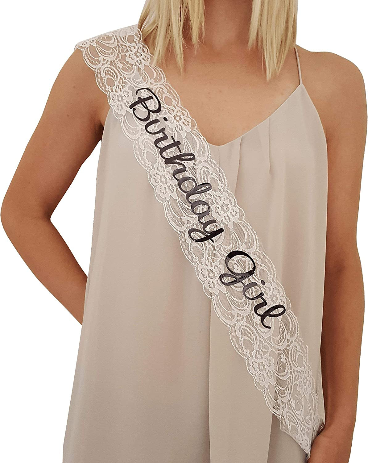 Birthday Girl Lace Sash - Great for Sweet 16, 18Th, 21St, 30Th, 40Th Birthday Parties Apparel & Accessories > Clothing Accessories > Sashes Girlz Nights White  