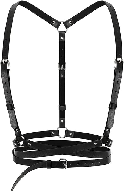 Punk Body Belt Adjustable Black Fashion Body Chain Body Accessory Jewelry for Women and Girls Apparel & Accessories > Jewelry > Body Jewelry LISBLIER Womens Waist  