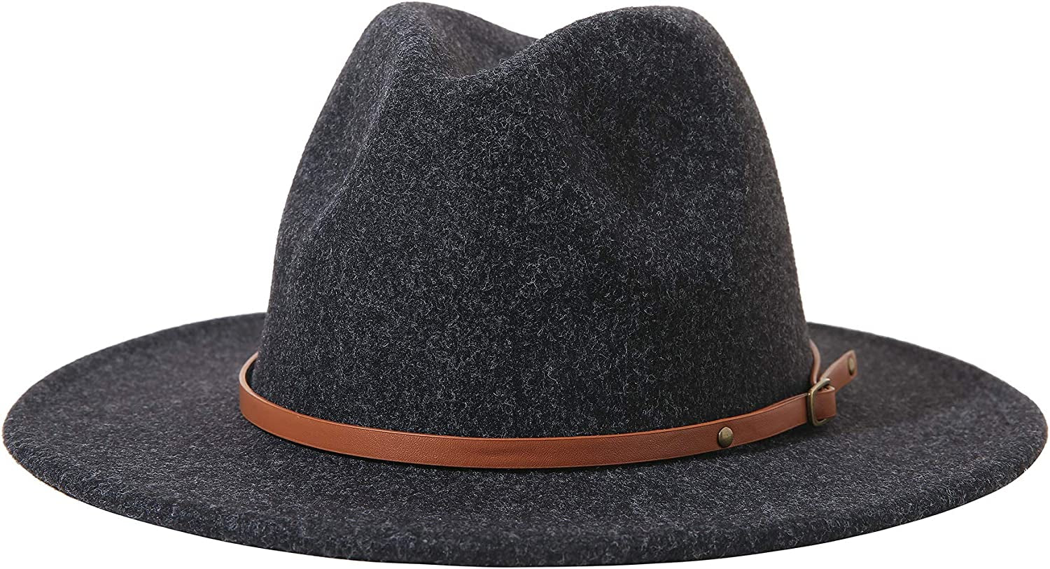 Lanzom Women Lady Felt Fedora Hat Wide Brim Wool Panama Hats with Band Apparel & Accessories > Clothing Accessories > Hats Lanzom E-black  