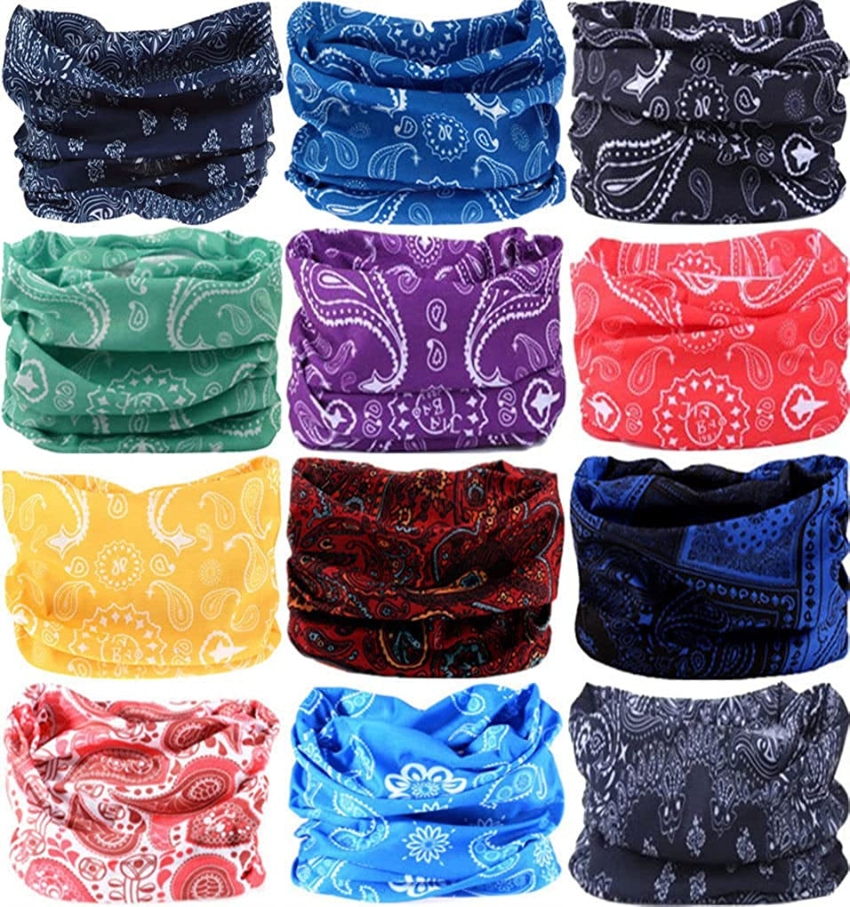 VANCROWN Neck Gaiter Headband Headwear Head Wrap Face Mask Magic Scarf Bandana for Men and Women Apparel & Accessories > Clothing Accessories > Bandanas & Headties VANCROWN 12pcs.stripes  
