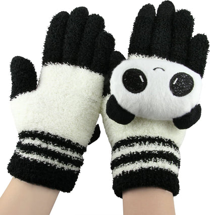 Cute Panda Winter Wool Touchscreen Gloves for Women Girls Windproof Warm Knit Texting Gloves Mittens Gift for Christmas Day Apparel & Accessories > Clothing Accessories > Gloves & Mittens FakeFace   