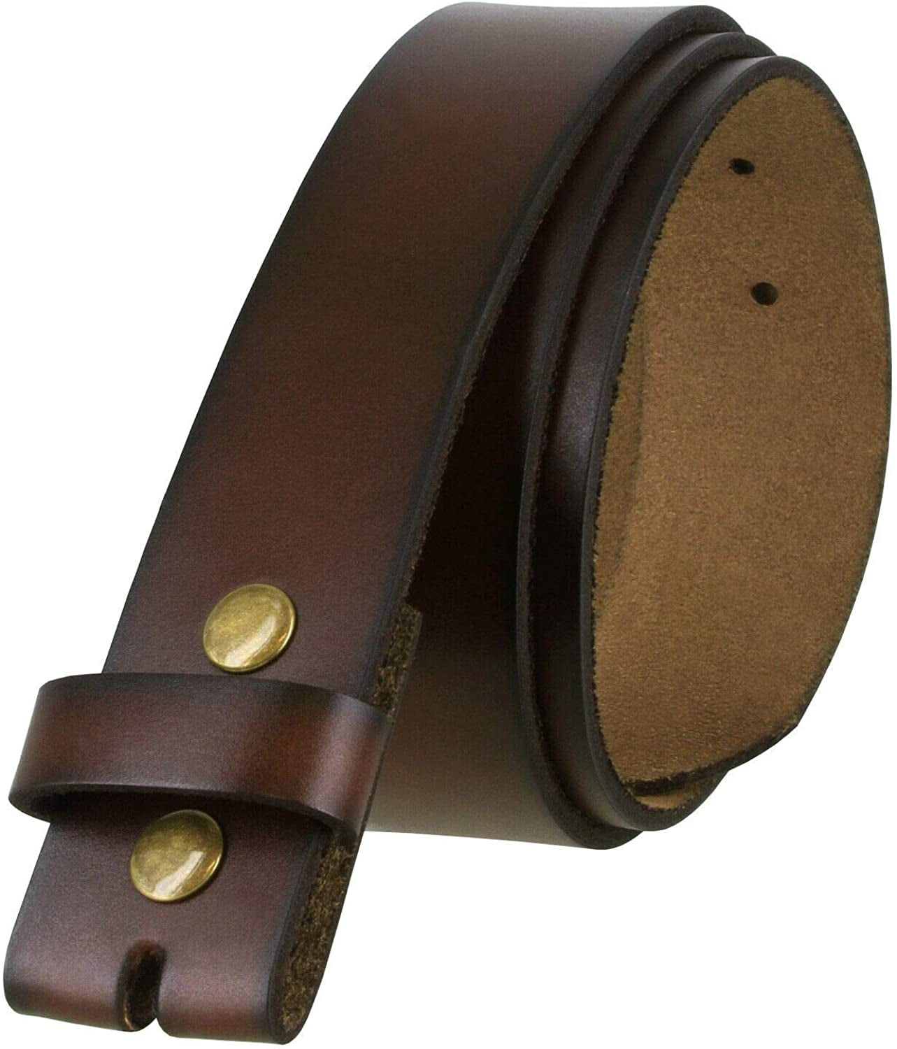 Replacement Belt Strap 100% Genuine Leather Plain Casual Belt Strap with Snaps 1-1/2"(38Mm) Wide Apparel & Accessories > Clothing Accessories > Belts Belts.com Style B - Strap Brown 32 