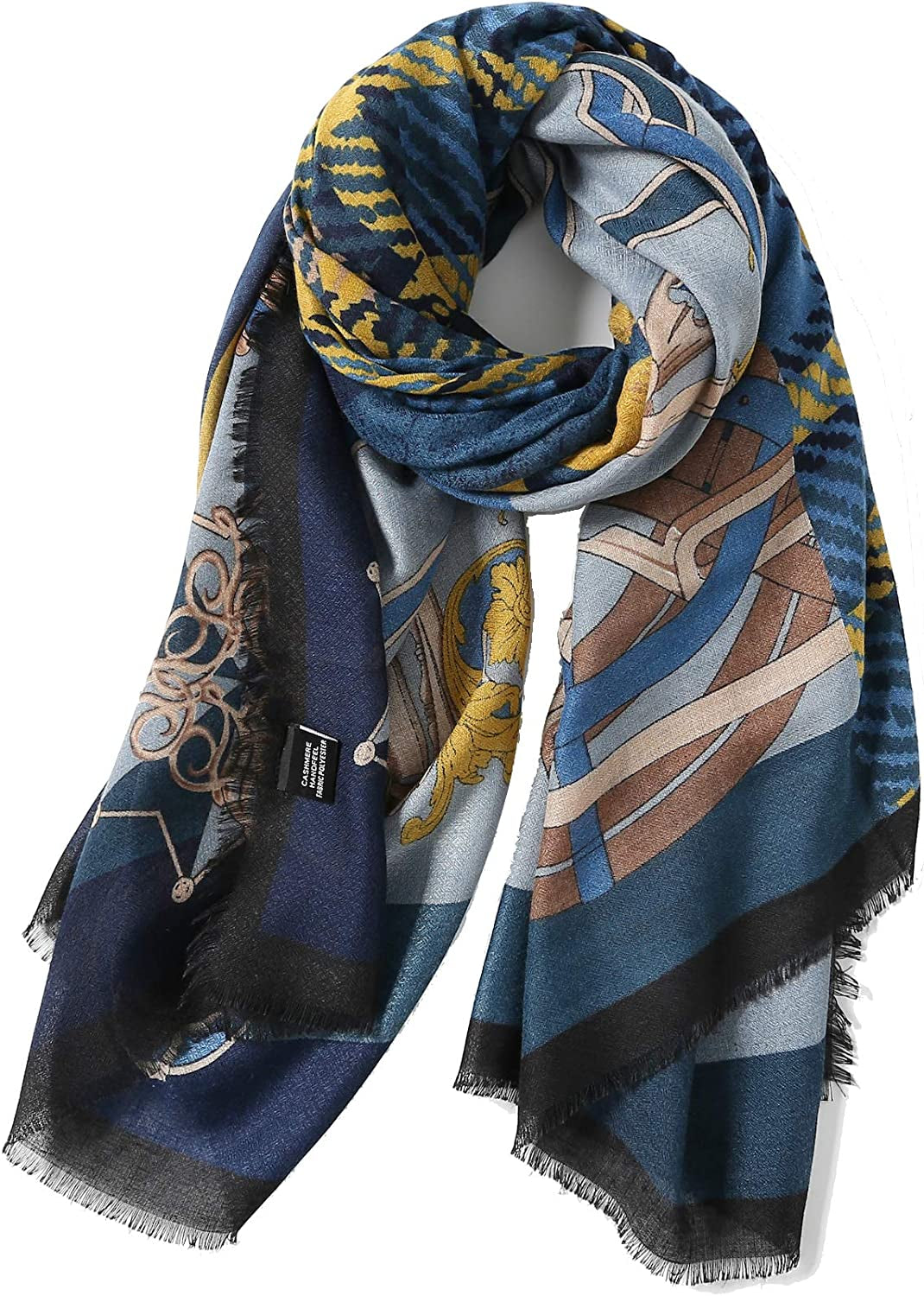 Jeelow Cotton Feel Scarf Shawl Wrap Soft Lightweight Scarves and Wraps for Men Women Apparel & Accessories > Clothing Accessories > Scarves & Shawls Jeelow Blue Chain  