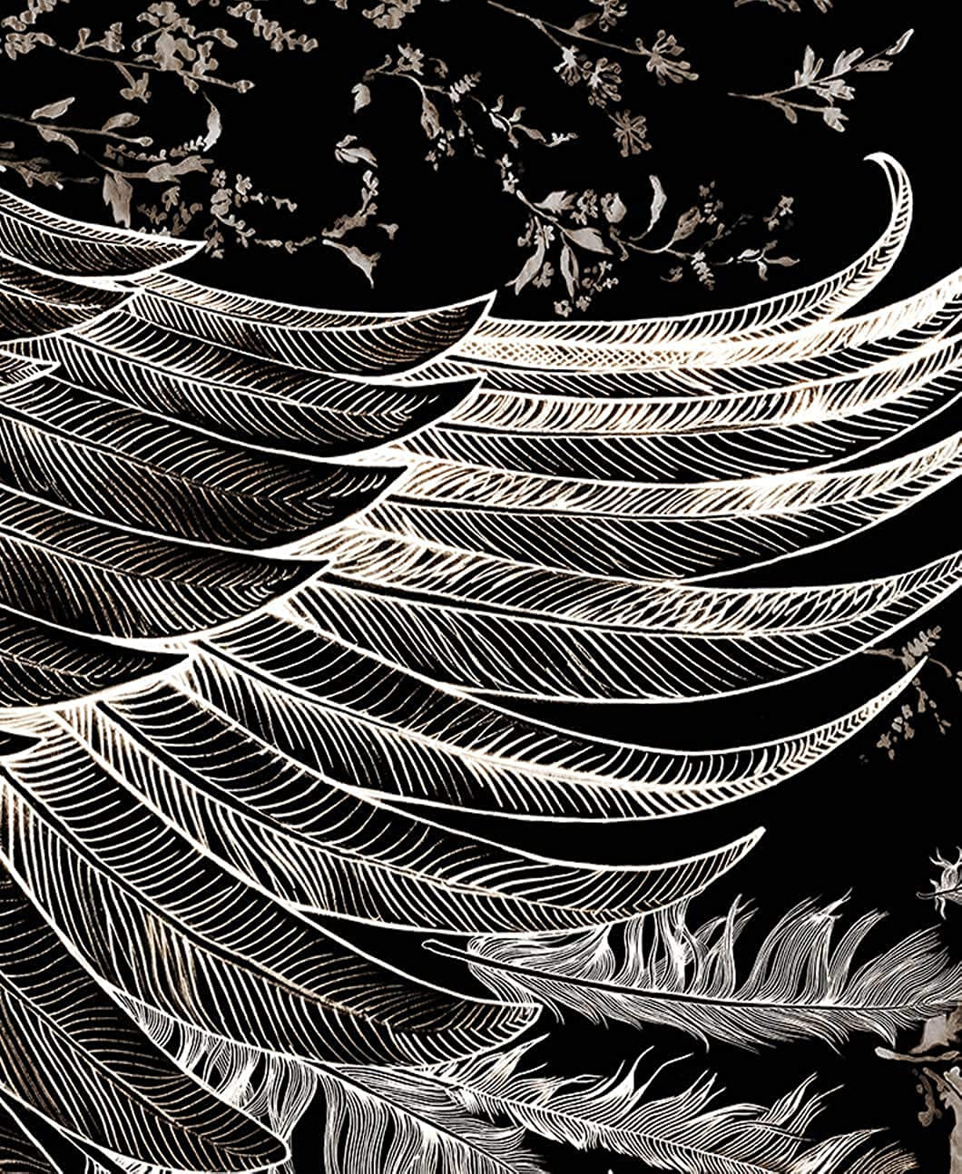 Bird Feathers Hand Painted & Printed Pure Cotton Shawl Scarf Apparel & Accessories > Clothing Accessories > Scarves & Shawls Shovava   