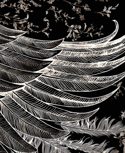 Bird Feathers Hand Painted & Printed Pure Cotton Shawl Scarf Apparel & Accessories > Clothing Accessories > Scarves & Shawls Shovava   