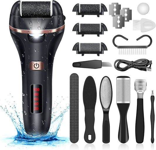 Electric Foot Callus Remover Kit, Banral 10 In1 Rechargeable Pedicure Tools Foot Care Feet File with 3 Roller Heads,2 Speed,Battery Display for Remove Cracked Heels Calluses and Dead Skin Health & Beauty > Personal Care > Foot Care Banral 10in1  