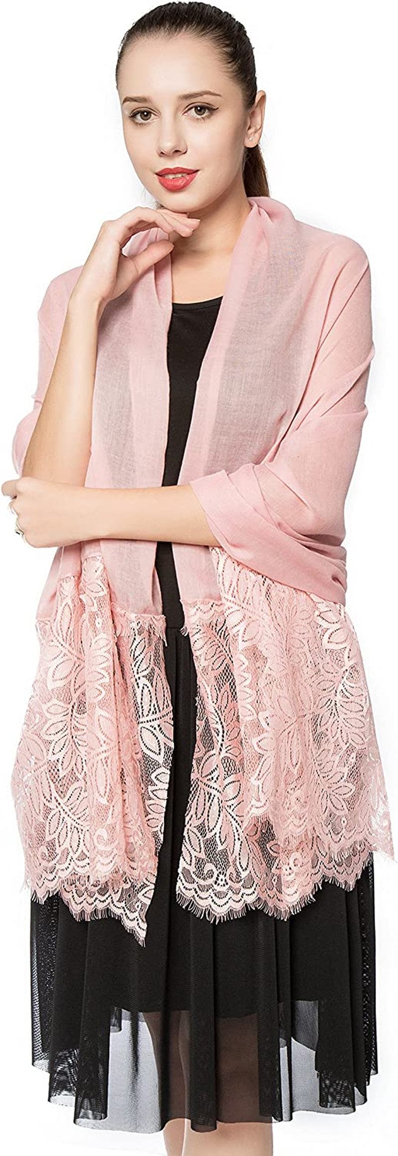 Women Lightweight Fashion Lace Scarf Solid Color Wrap Shawl Gzcvba Soft Evening Coverup Apparel & Accessories > Clothing Accessories > Scarves & Shawls Gzcvba Skin Pink  