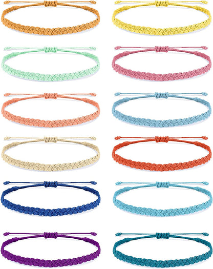 Waterproof String Bracelets for Girls Summer Wave Bracelet Friendship Handmade Wave Bracelet Apparel & Accessories > Jewelry > Bracelets Highven Y-12pcs-String Bracelets  