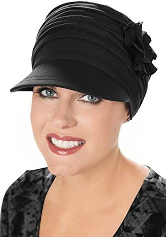 Cardani Buttery Soft Cupro Florette Newsboy Hat | Cancer Hat for Chemo Cupro - Rose Apparel & Accessories > Clothing Accessories > Headwear Headcovers Unlimited Cupro - Black One Size 