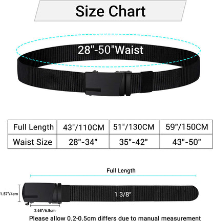 ITIEZY Men'S Nylon Ratchet Belt 2Pack, Adjustable Web Military Tactical Belt with Automatic Slide Buckle, Trim to Fit Apparel & Accessories > Clothing Accessories > Belts ITIEZY   