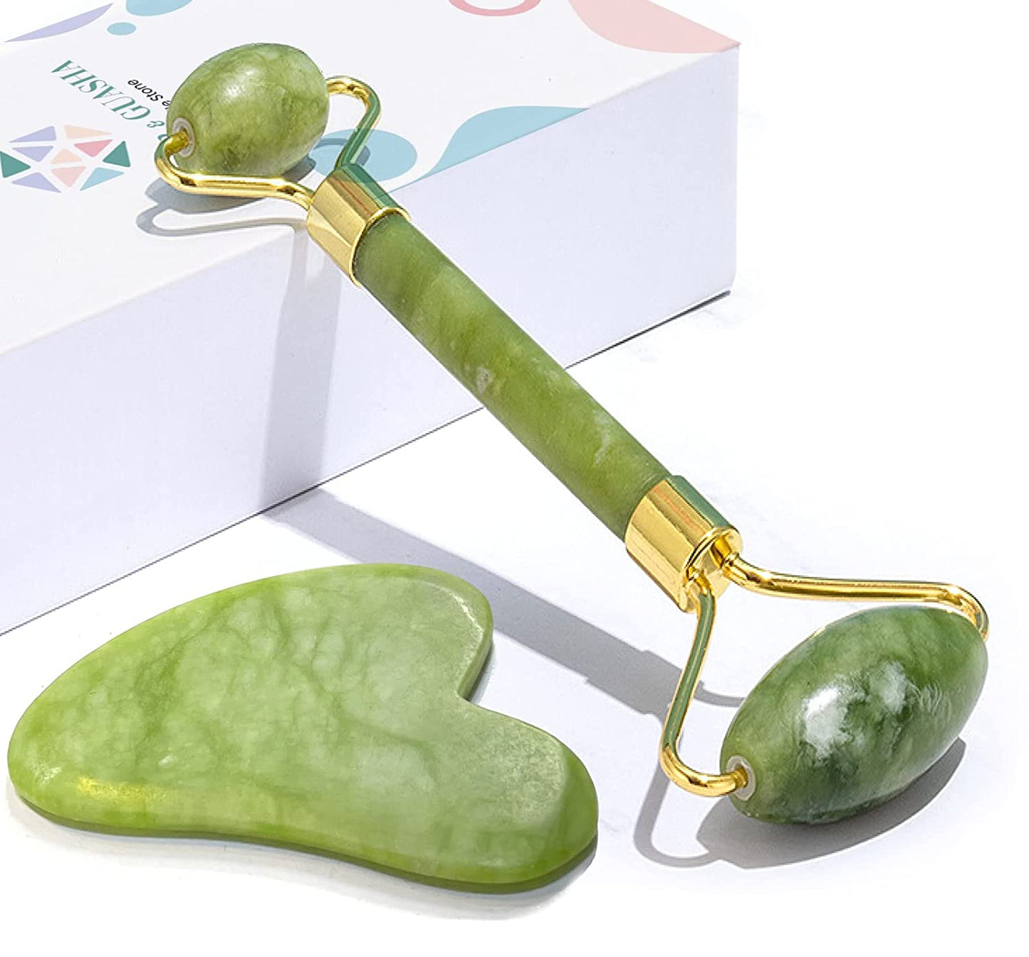 Jade Roller & Gua Sha Facial Skin Care Tools - Self Care Gifts for Women Beauty Face Roller Massager Skincare Guasha Health & Beauty > Personal Care > Cosmetics > Cosmetic Tools > Skin Care Tools ROSELYNBOUTIQUE   
