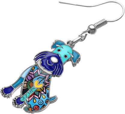 NEWEI Enamel Alloy Cut Sitting Schnauzer Dog Earrings Drop Dangle Unique Fashion Animal Jewelry for Women Girls Gift Apparel & Accessories > Jewelry > Earrings NEWEI   