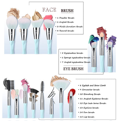 Makeup Brushes 15Pcs Makeup Brush Set with 3Pcs Makeup Sponge Soft Synthetic Hair Face Make up Brush Tools for Foundation, Powder, Eyeshadow, Eyebrow, Eyeliner, Blending (Blue)… Health & Beauty > Personal Care > Cosmetics > Cosmetic Tools > Makeup Tools 111   