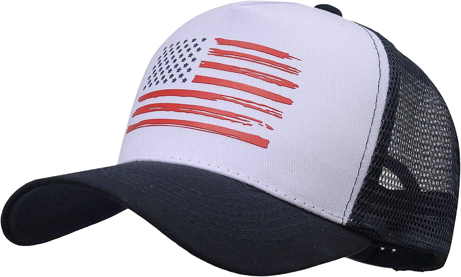 VIONLAN Baseball Cap American Flag Trucker Hat for Men Women 3D Embossed Logo Adjustable Outdoor Mesh Snapback Hat Apparel & Accessories > Clothing Accessories > Hats VIONLAN White/Navy/Us Flag  