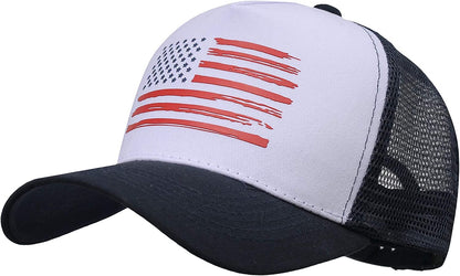 VIONLAN Baseball Cap American Flag Trucker Hat for Men Women 3D Embossed Logo Adjustable Outdoor Mesh Snapback Hat Apparel & Accessories > Clothing Accessories > Hats VIONLAN White/Navy/Us Flag  