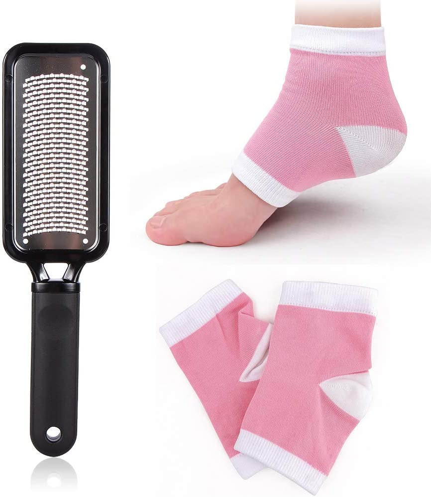 UNIMEIX Pumice Stone for Feet and Heel Scraper for Feet Set - Foot Scrubber ,Callus Remover for Feet Pedicure Exfoliation Tool ,For Foot Care Spa-To Smooth Dry Cracked Heels and Calloused Health & Beauty > Personal Care > Foot Care UNIMEIX Foot File + Heel Socks Pink  
