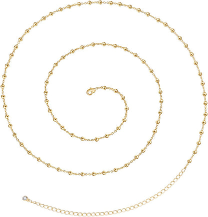 Kissyan Bikini Body Chains for Women, 14K Gold Adjustable Sexy Waist Chain Summer Beach Colorful Cuban Link Pearl Evil Eyes Belly Chain Handmade Jewelry Apparel & Accessories > Jewelry > Body Jewelry KissYan Gold-satellite beads  