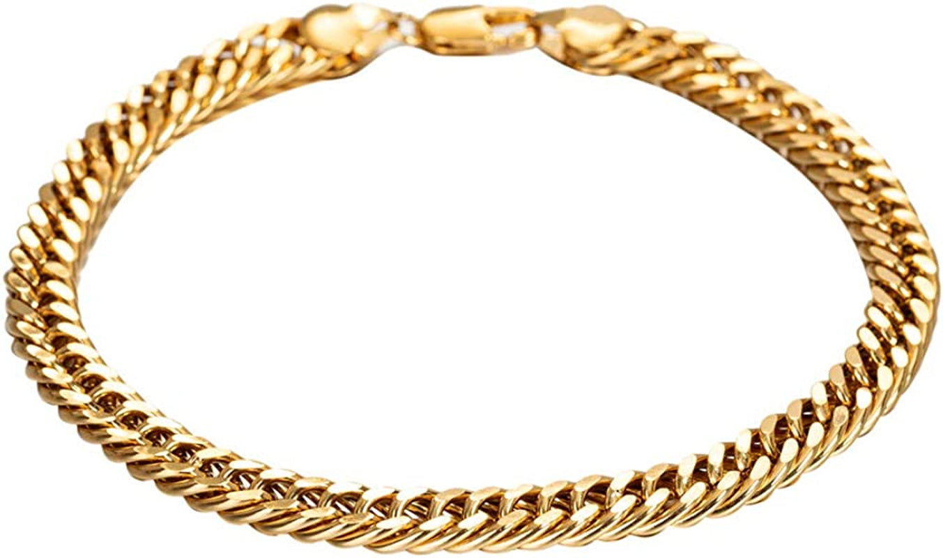 Gold Cuban Link Anklet Bracelet for Women Men, 7Mm Wide 14K Gold / 18K Gold / White Gold Plated Diamond Cut Curb Chain Ankle Bracelets for Women Men 9 10 11 Inches Apparel & Accessories > Jewelry > Anklets kelistom 2-18K Gold length: 10" 