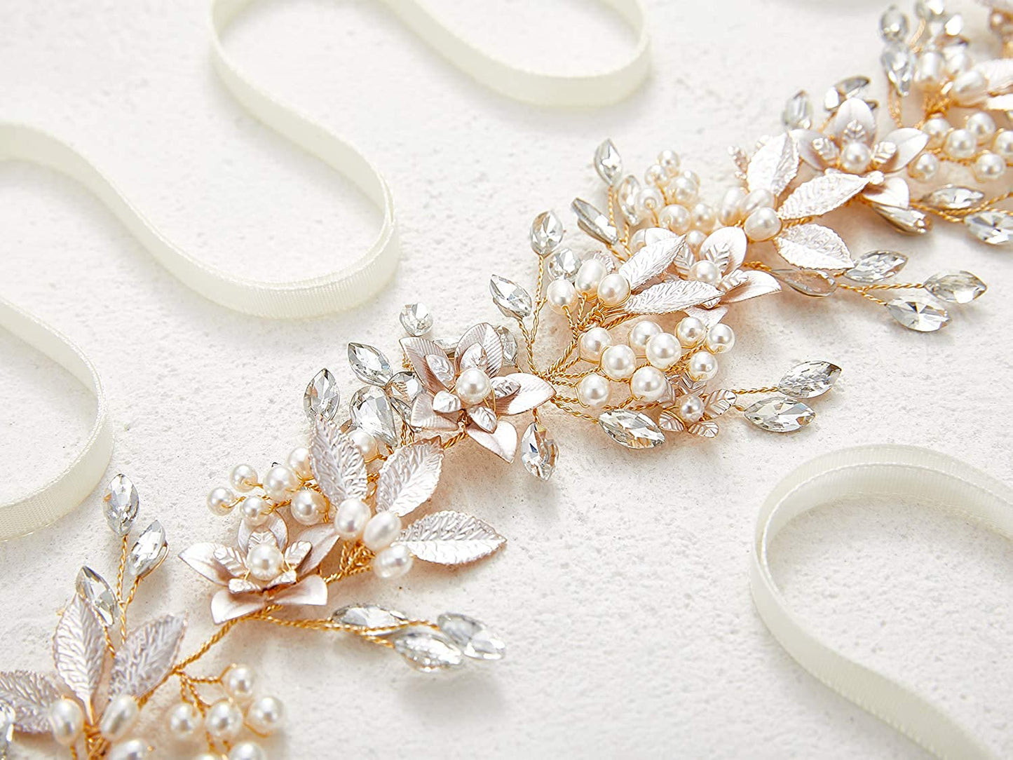 SWEETV Flower Bridal Belt Rhinestone Wedding Belt Evening Dress Sash Accessories for Bridesmaid Gown Apparel & Accessories > Clothing Accessories > Belts SWEETV   