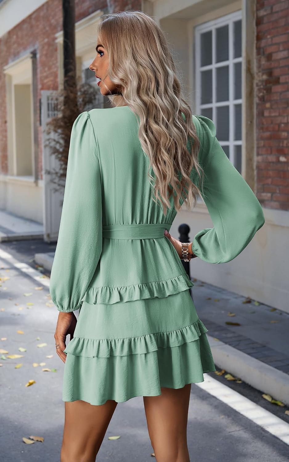 CCTOO Women'S Casual Tunic Dresses: 2023 Long Sleeve Crewneck High Waist A-Line Tiered Flowy Short Shift Mini Dress