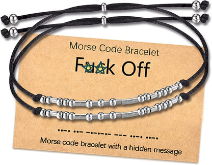Tarsus Fuck off Morse Code Bracelets Dainty Jewelry Gifts for Women Men Best Friend Apparel & Accessories > Jewelry > Bracelets R&H Jewelry Fxxk Off-String-2PCS  