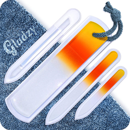Genuine Czech Glass Nail File Set - Two-Sided Different Grit Surface, Callus Remover Foot Rasp, Precision Filing Cuticle Pusher, Manicure & Pedicure, Professional Nail Care, EU Quality (Green Aqua) Health & Beauty > Personal Care > Foot Care Gladzy All-in-one Set - Yellow Orange  