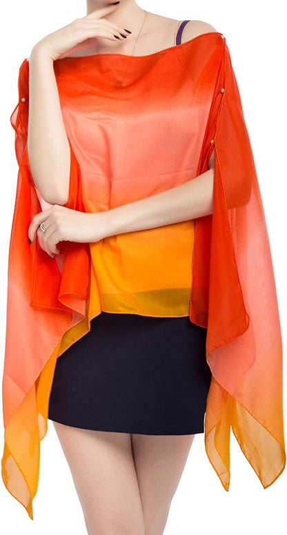 Women'S Chiffon Scarve Shawls Wraps Qunsia Floral Poncho Bikini Cover up Tops Apparel & Accessories > Clothing Accessories > Scarves & Shawls Qunsia   