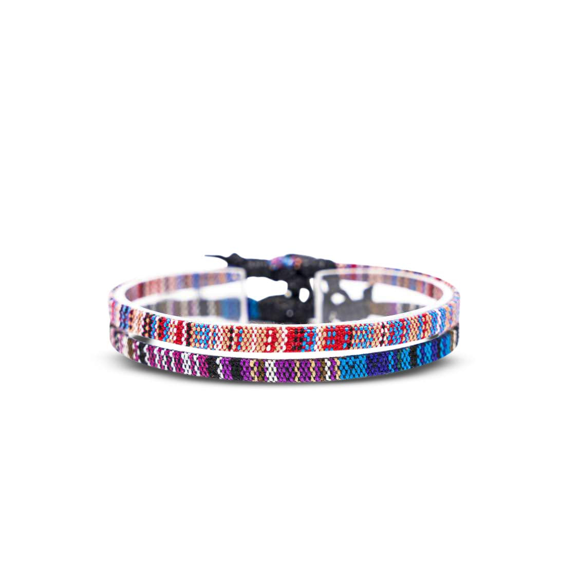 Surfer Beach Bracelet Set Men & Women - Braided Boho Summer Bracelets - Handmade Festival Jewelry - 100% Waterproof & Adjustable - Friendship Gift - Ethnic Hippie Style (Black & Ruby Red) Apparel & Accessories > Jewelry > Bracelets Made by Nami Purple & Multi  