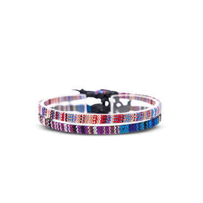 Surfer Beach Bracelet Set Men & Women - Braided Boho Summer Bracelets - Handmade Festival Jewelry - 100% Waterproof & Adjustable - Friendship Gift - Ethnic Hippie Style (Black & Ruby Red) Apparel & Accessories > Jewelry > Bracelets Made by Nami Purple & Multi  